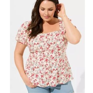 Floral Print Square Neck Top